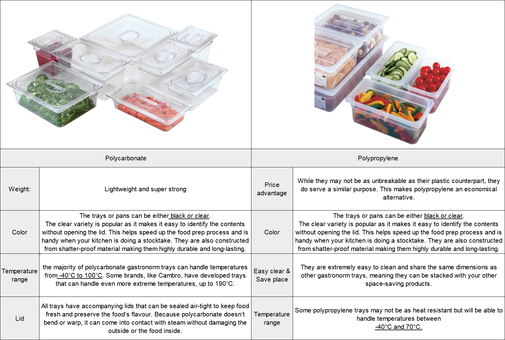 Gastronorm Pan which is the best Plastic VS Stainless Steel