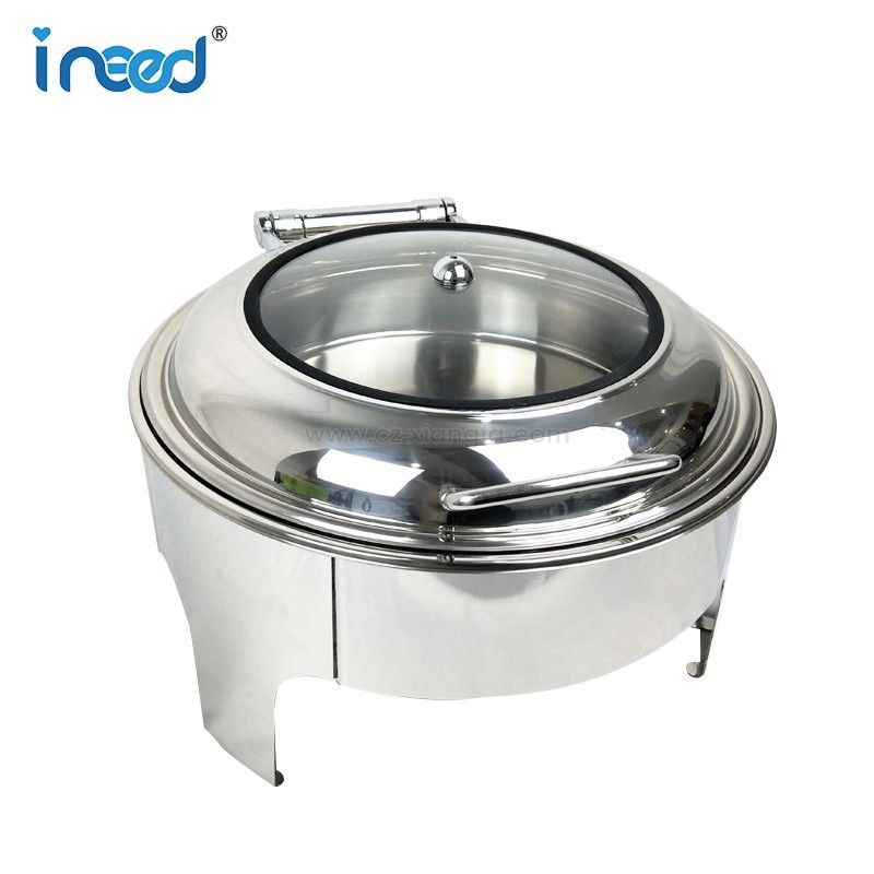 Round Chafing Dish With Glass Lid Round Chafing Dish With Glass Lid