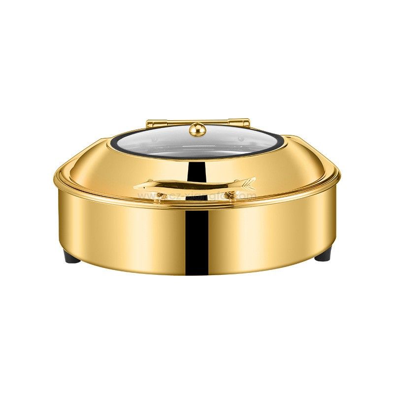 Round chafing dish with glass lid Round chafing dish with glass lid
