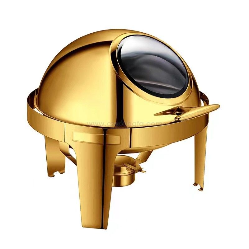 Flip-top Round Chafing dish with visual glass cover Flip-top Round Chafing dish with visual glass cover
