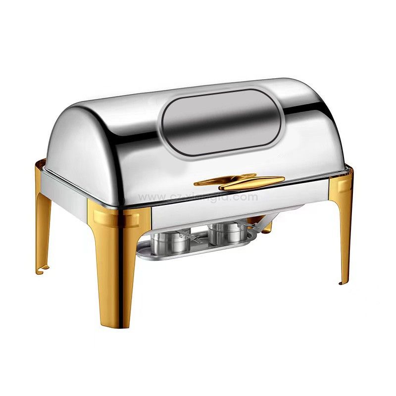Flip-top Chafing dish with visual glass cover Flip-top Chafing dish with visual glass cover
