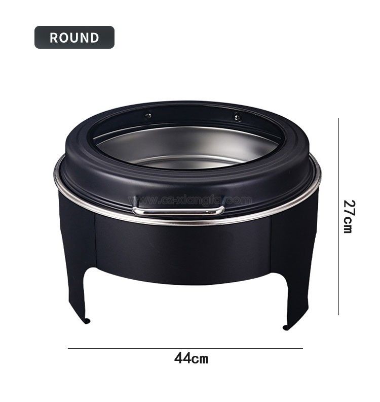 Visual glass Chafing dish black color Visual glass Chafing dish black color