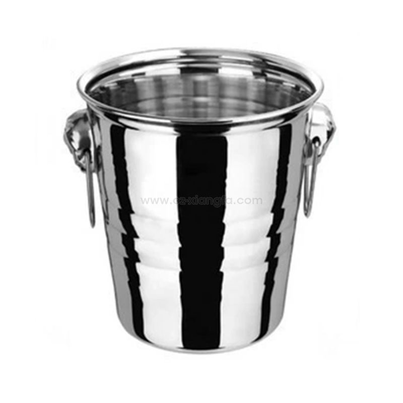 Stainless Steel Double Ring Wine Chiller Silver Champagne Wine Ice Bucket