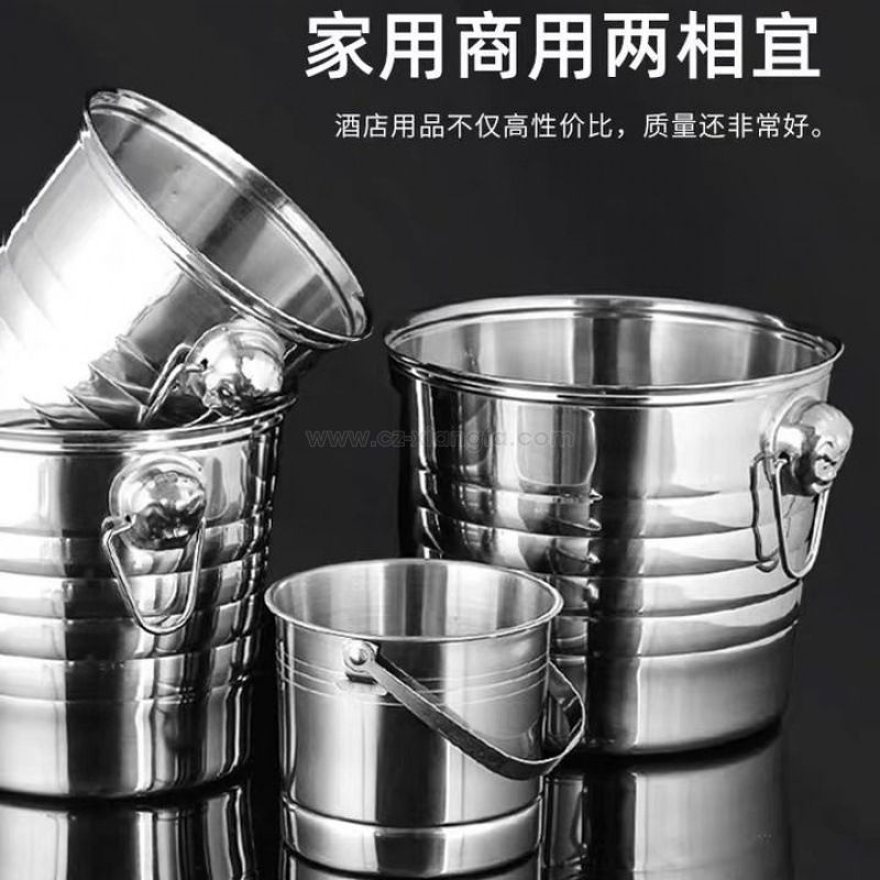 Stainless Steel Double Ring Wine Chiller Silver Champagne Wine Ice Bucket